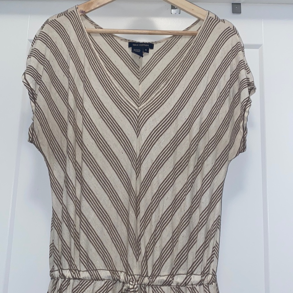 MAX EDITION Brown and Cream Stripe Dress - Size Medium - Picture 2 of 4